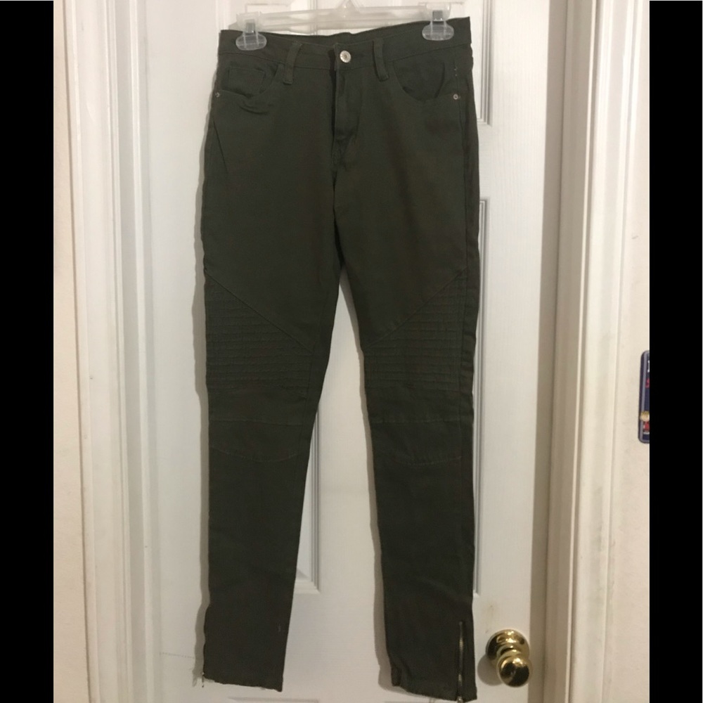 JUNIORS MEDIUM JEGGINGS GREEN SKINNY STRAIGHT MED